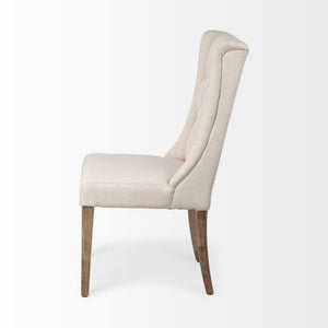 Mackenzie I Cream Plush Linen Covering Ash Solid Wood Base Dining Chair