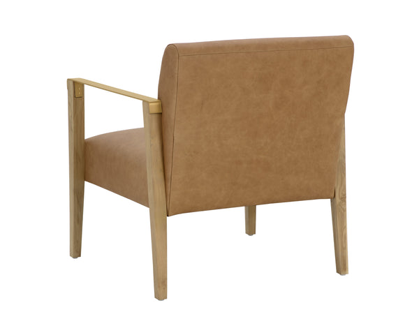 EARL LOUNGE CHAIR - RUSTIC OAK - LUDLOW SESAME LEATHER