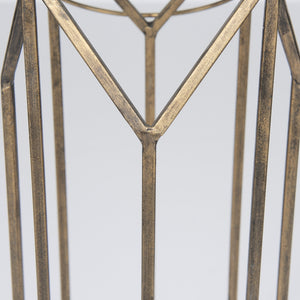 Ivy Small Gold Metal Geometric Cage Candle Holder Lantern