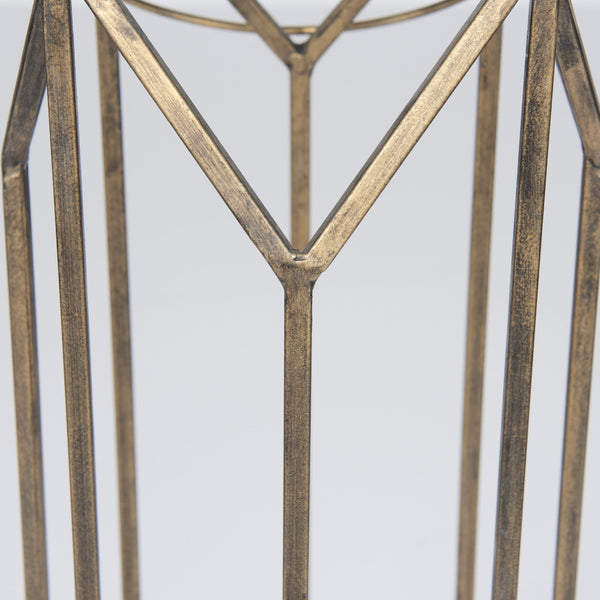 Ivy Small Gold Metal Geometric Cage Candle Holder Lantern