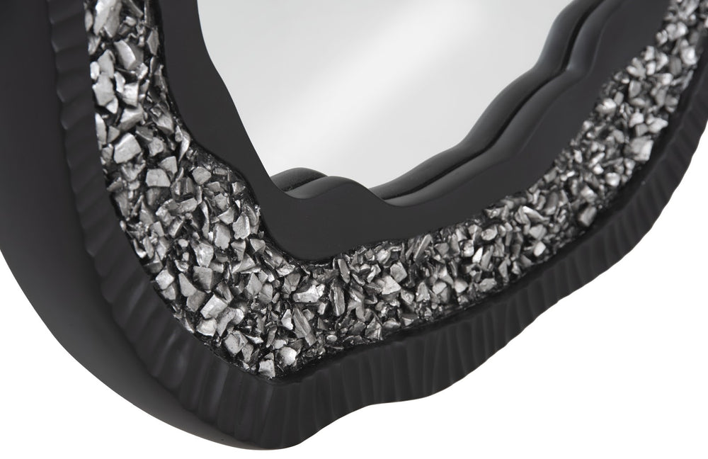 Geode Mirror, Black And Silver, Matte