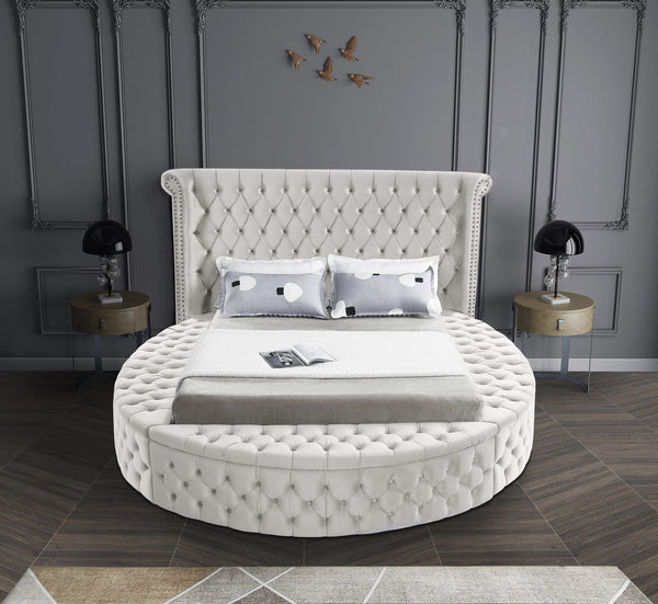 Lorena King Bed In Cream Velvet
