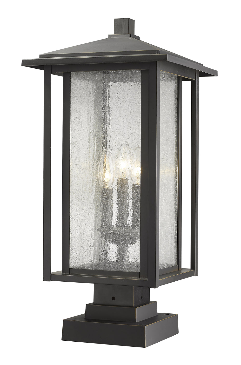 Aspen 3 Light Outdoor Pier Mounted Fixture in Oil Rubbed Bronze Finish