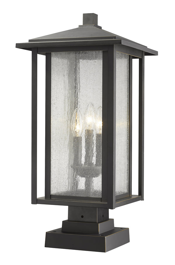 Aspen 3 Light Outdoor Pier Mounted Fixture in Oil Rubbed Bronze Finish