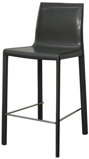 Gervin Recycled Leather Counter Stool In Anthracite