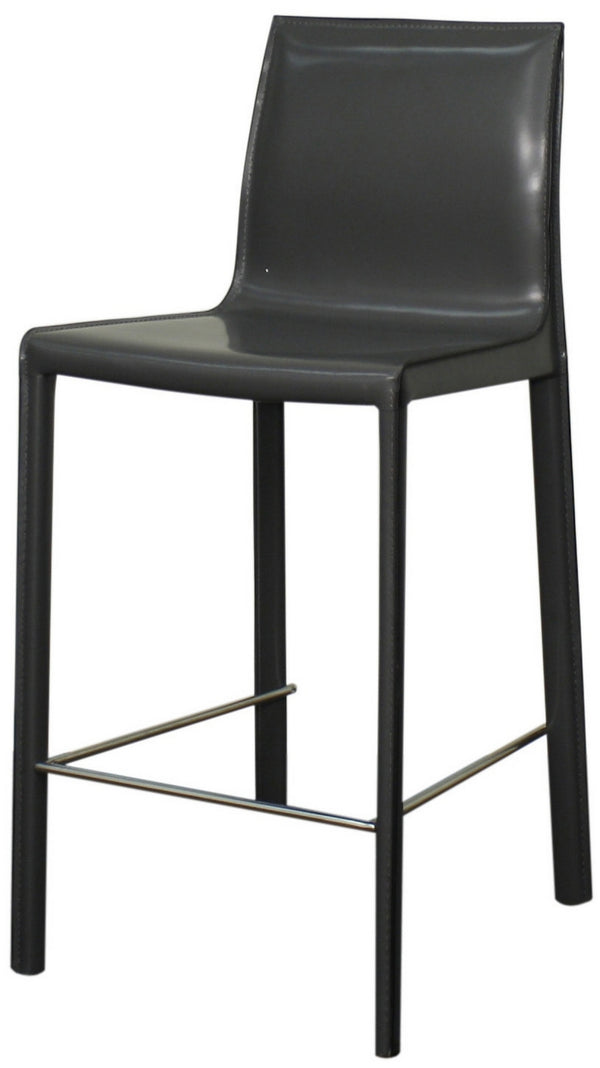 Gervin Recycled Leather Counter Stool In Anthracite