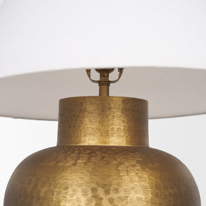 Salaah Antique Gold Brushed Metal w/ Cream Shade Table Lamp