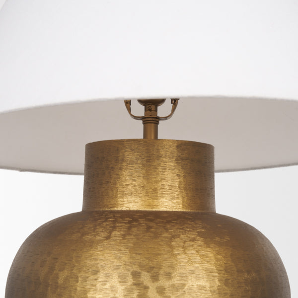 Salaah Antique Gold Brushed Metal w/ Cream Shade Table Lamp