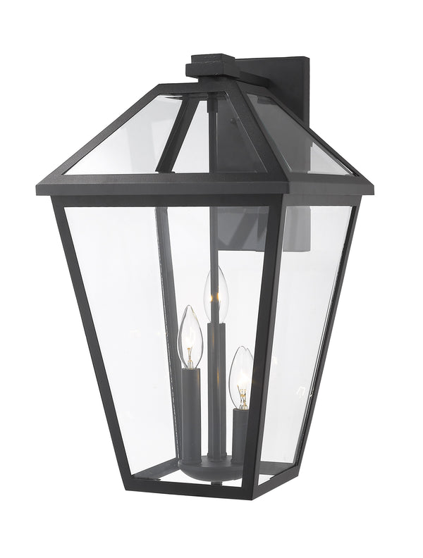 Talbot 3 Light Outdoor Wall Sconce in Black Finish