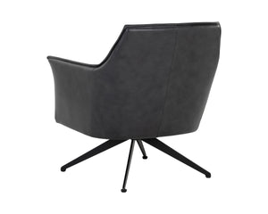 CROSBY SWIVEL LOUNGE CHAIR - ALPINE BLACK LEATHER