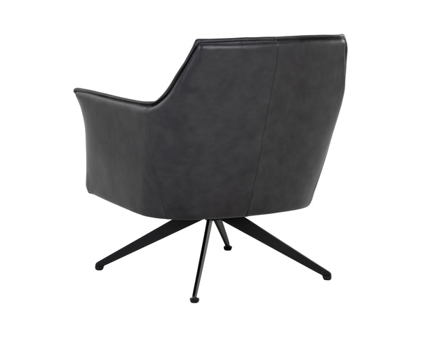 CROSBY SWIVEL LOUNGE CHAIR - ALPINE BLACK LEATHER