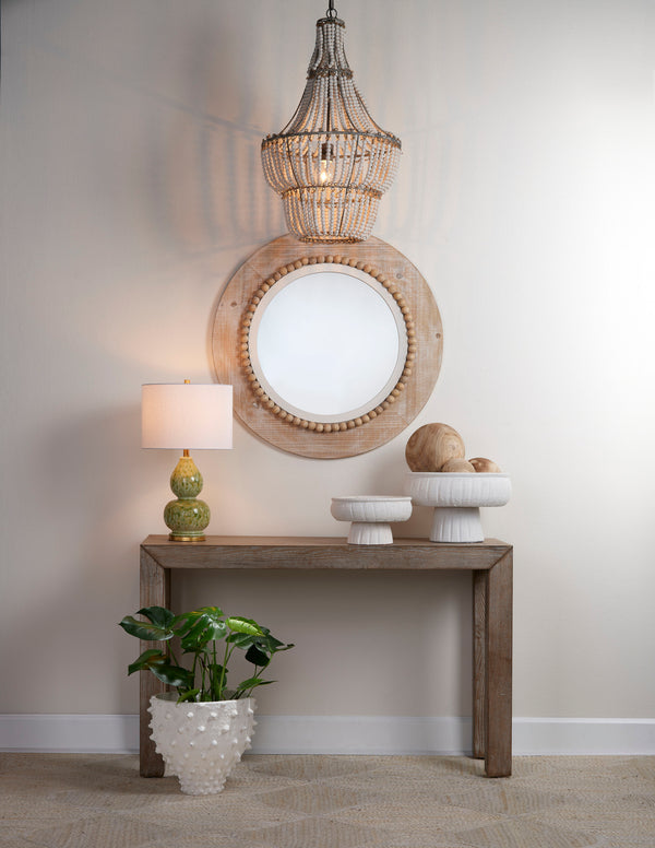 Blanca Wood Beaded 1-Light Chandelier