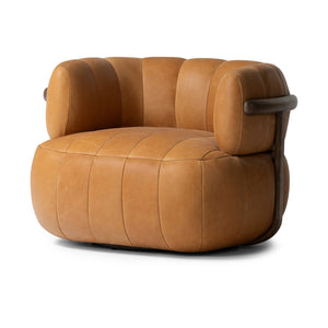 Doss Swivel Chair In Terra Brown Oak