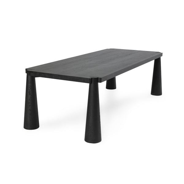 Atrop Solid Oak Dining Table - Ink Black Finish