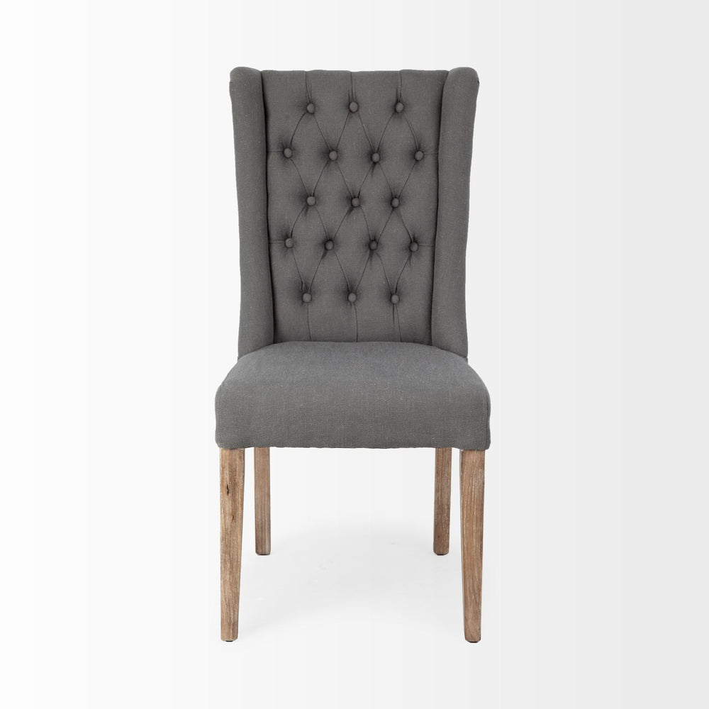 Mackenzie II Gray Plush Linen Covering Ash Solid Wood Base Dining Chair
