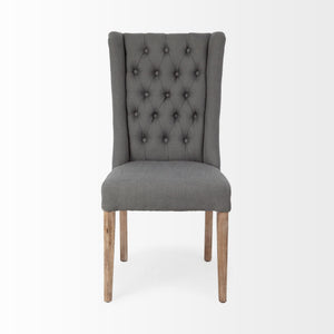 Mackenzie II Gray Plush Linen Covering Ash Solid Wood Base Dining Chair