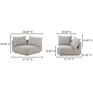 Moe's Rosello Corner Chair in Light Grey