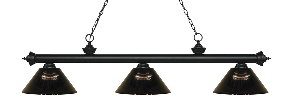 Riviera 3 Light Billiard Light in Matte Black Finish
