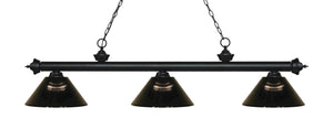Riviera 3 Light Billiard Light in Matte Black Finish
