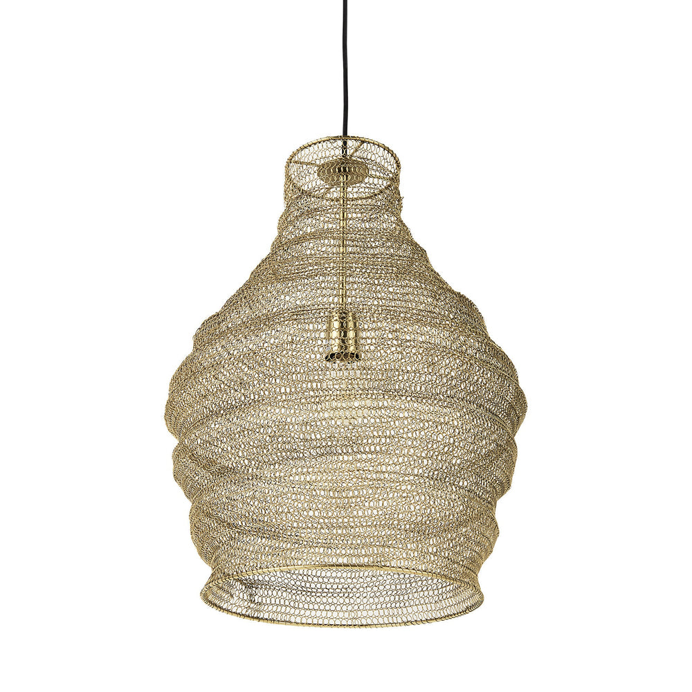 Halycon 16.0L x 16.0W x 20.0H Gold Mesh and Iron Pendant Light