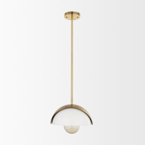 Cybill Brushed Brass w/ White Metal Shade 1-Light Wall Pendant