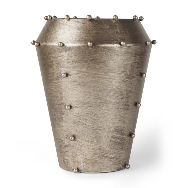 Elio 12.2H Large Champagne Metal W/Studs Vase