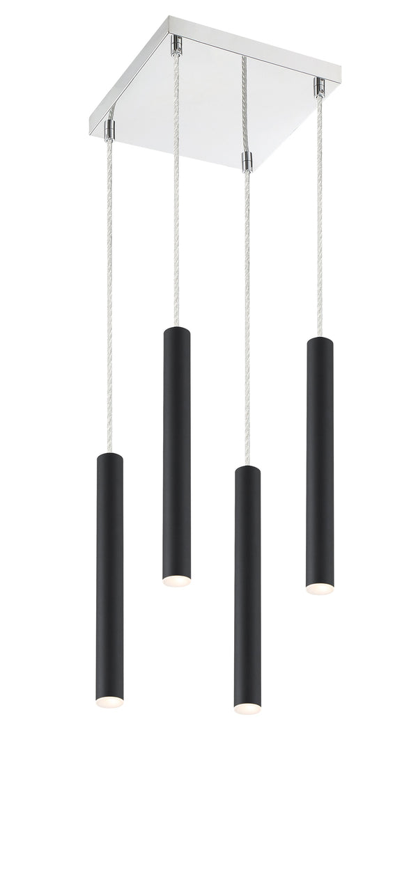 Forest 4 Light Island/Billiard in Matte Black Finish