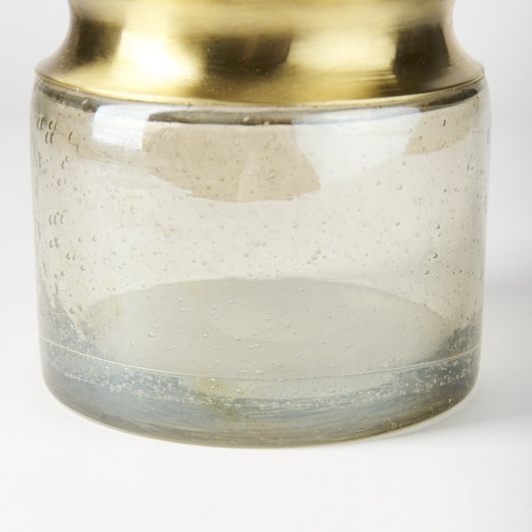 Adriatic II Large Brushed Gold Metal Glass Vase