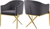 Doris Dining Chair In Grey Velvet and Gold