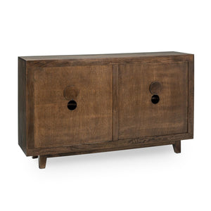 Vivienne Mango Wood 4-Door Cabinet in Bark Brown