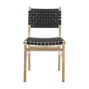 Marco Faux Leather Dining Side Chair Drift Wood Frame, Black 