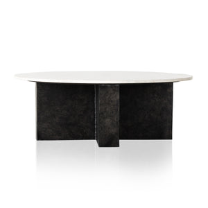 Terrell Round Coffee Table In Plsh White