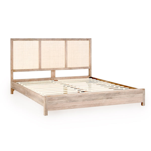 Jensen Eastern King Bed, Mango Wood & Cane Detail