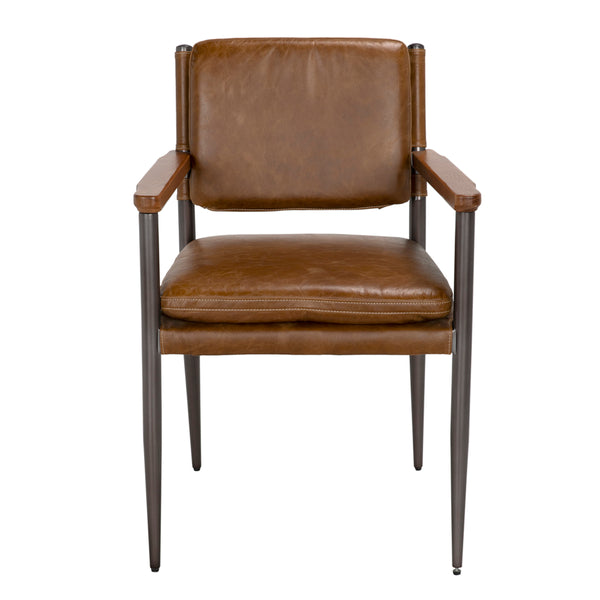Wooster Dining Chair with Arms, Brown