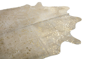 Cowhide - Metallic gold splash on off white