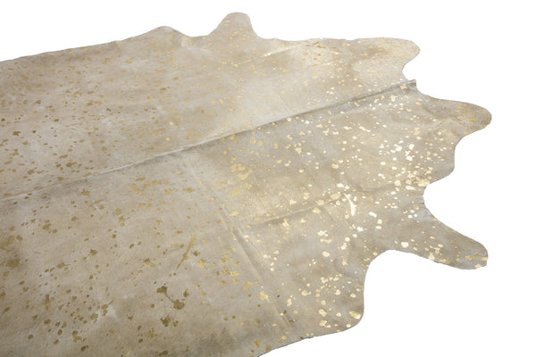 Cowhide - Metallic gold splash on off white