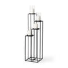 Cindy 4-Tier, Matte Black Metal w/ Hurricane Glass, Pillar Candle Floor Lantern