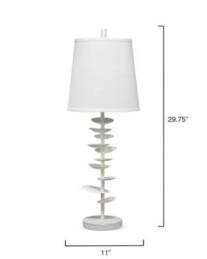 Petals Gesso Table Lamp with Linen Shade