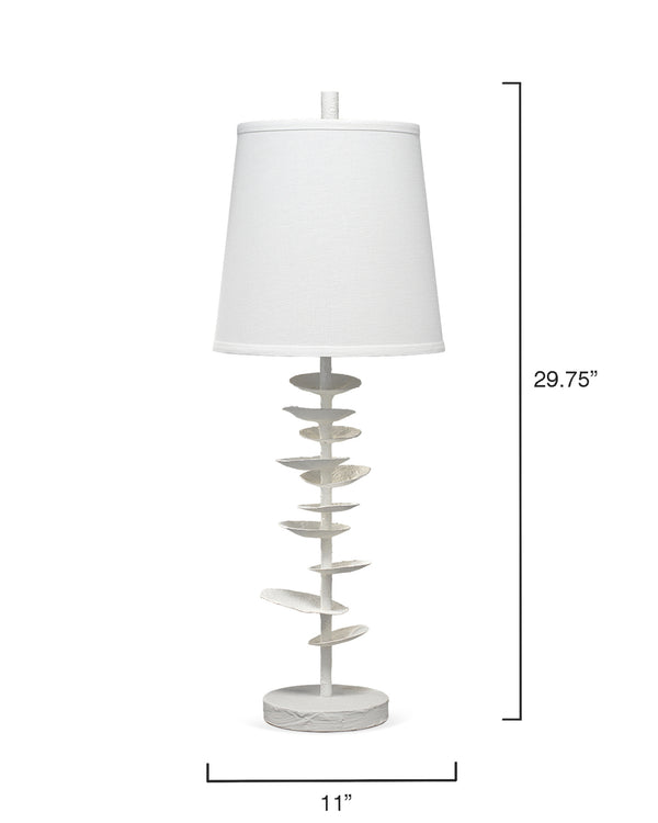 Petals Gesso Table Lamp with Linen Shade