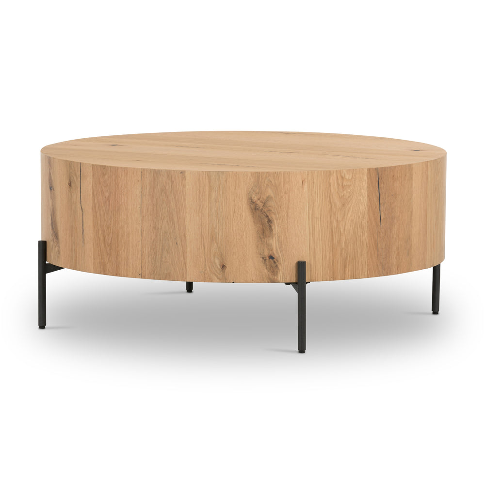 Eaton Drum Coffee Table In Light Oak Resin