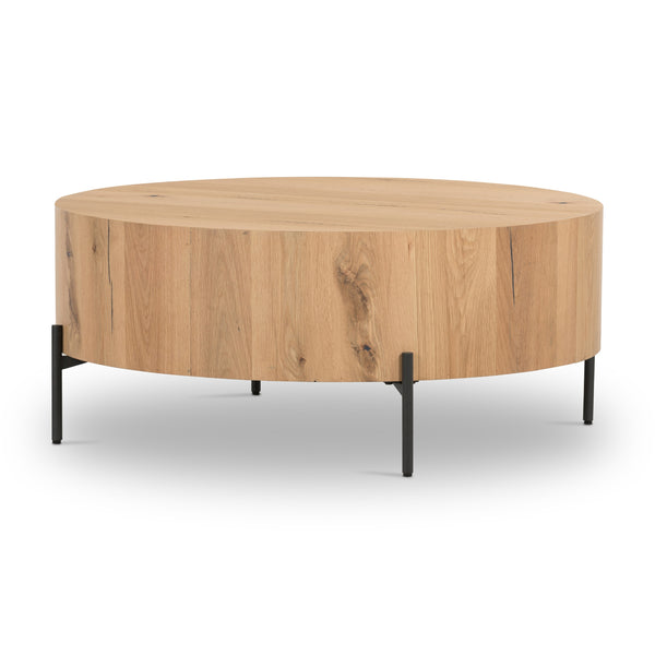 Eaton Drum Coffee Table In Light Oak Resin
