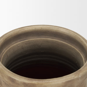 Tulsi Small Matte Earth Brown Ceramic Floor Vase