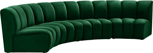 Lynda 4pc. Modular Sectional In Green Velvet