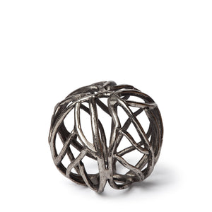 Sphaira I Small 5L x 5W Silver Cast Aluminum Decorative Tree Branch Orb