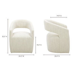 Moe's Barrow Rolling Dining Chair in White Mist