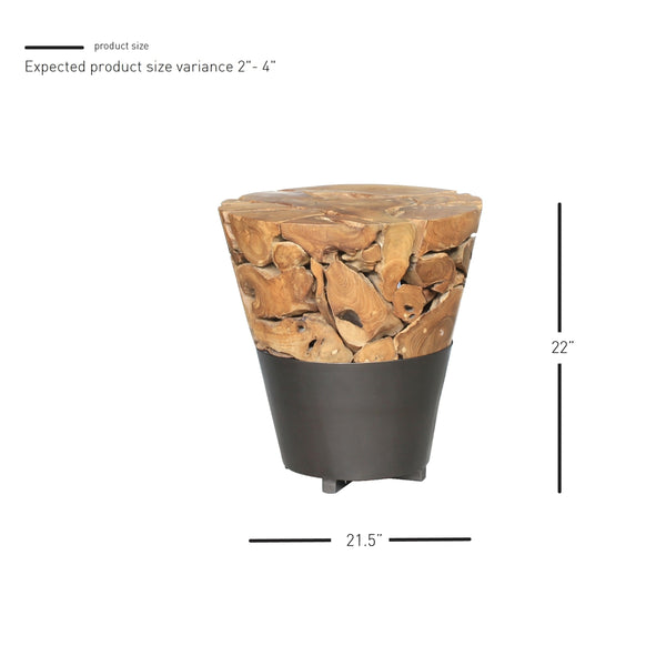 Bruno KD Reclaimed Teak Side/ End Table, Natural 