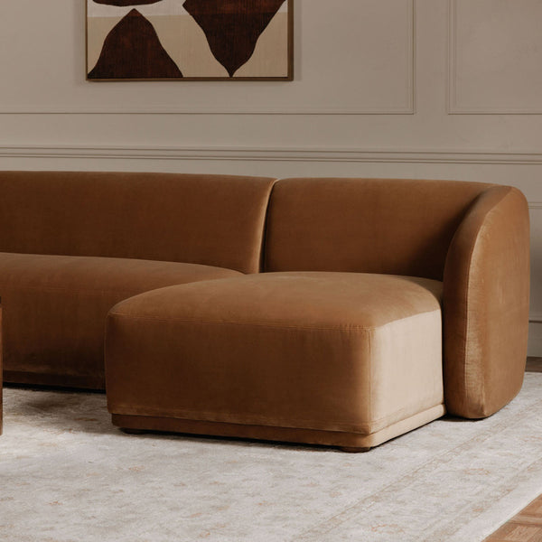 Moe's Faye Right Sectional in Tan Faux Mohair