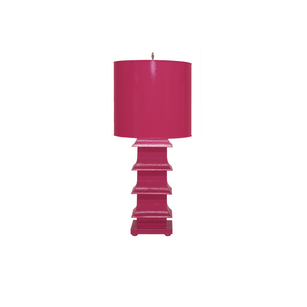 PAGODA LAMP LARGE WITH METAL SHADE PINK