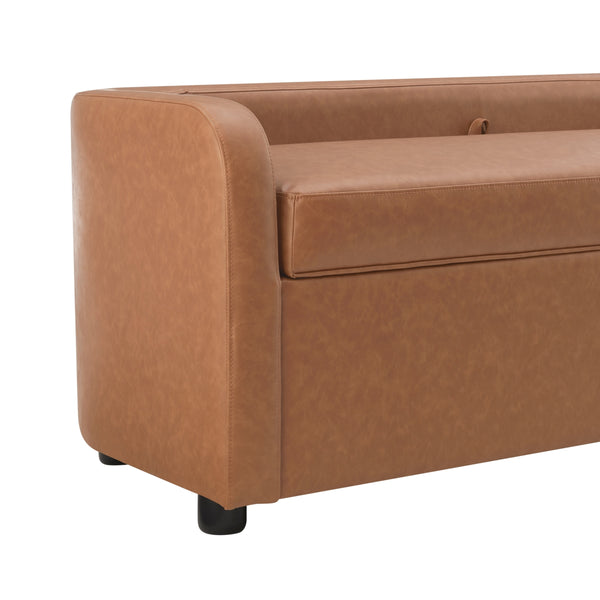 Wendy KD Faux Leather Storage Bench, Vintage Cider