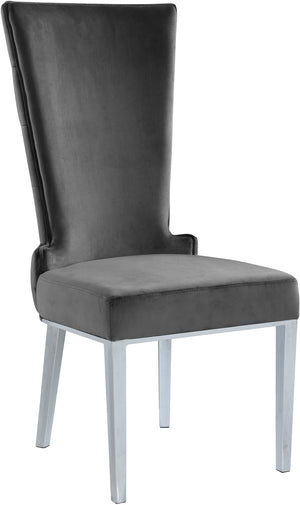 Hope Dining Chair In Grey Velvet